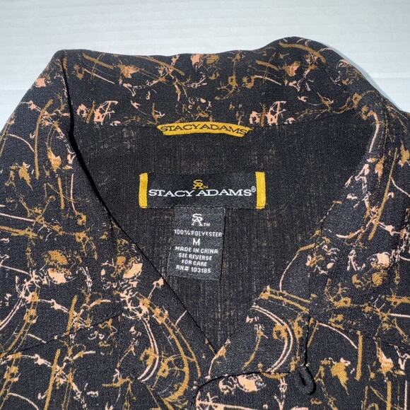 VINTGAE Stacy Adams CLUBBING Shirt Button Up Short Sleeve Black - Men's Size M - Picture 3 of 9